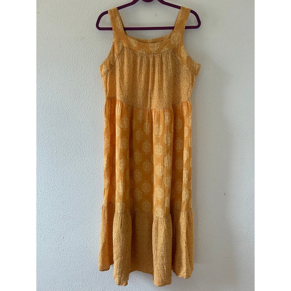 Wonderly Sleeveless Square Neck Tiered Yellow Dress